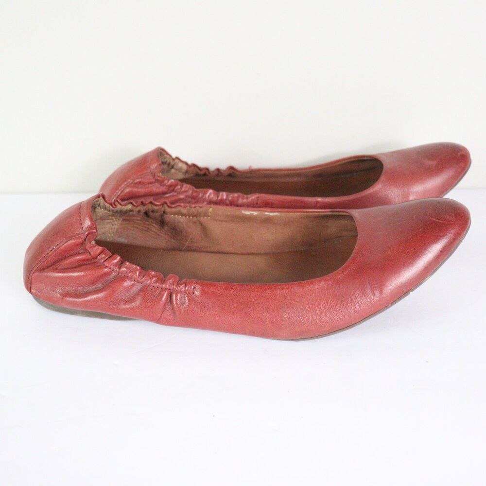 Kork-Ease Red Leather Elastic-Back Ballet Flats
